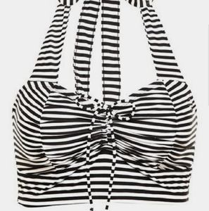 Torrid Black and White Striped Bikini Top